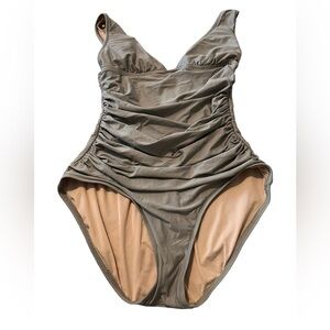 J. Crew taupe one piece swimwear swimsuit Sz 4‎